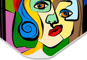 Kubistische Grafik Frauenportrait
