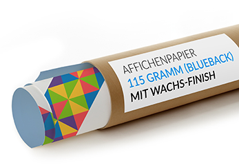 Plakatdruck mit blauer Rückseite in einer Versandrolle