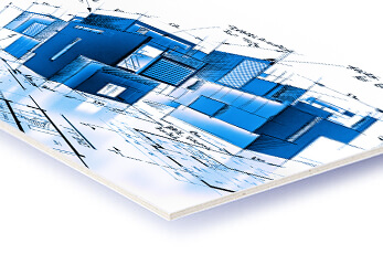 Displaykarton Eine Architekturzeichnung auf Display-Karton